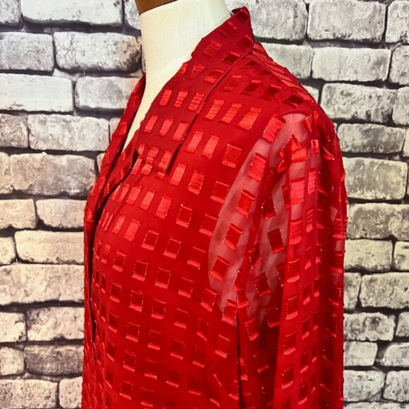 Allison Daley Red Button Down Blouse W/ Matching Tank Size 2X - Picture 5 of 9
